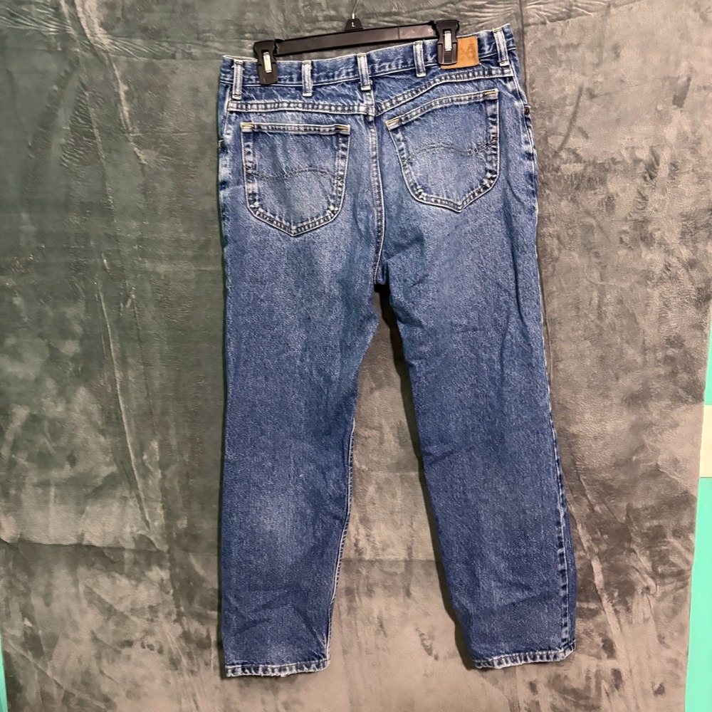 Lee Jeans Mens 36 X 30 Solid Blue Denim Pants Straight ( 34 X 29 )